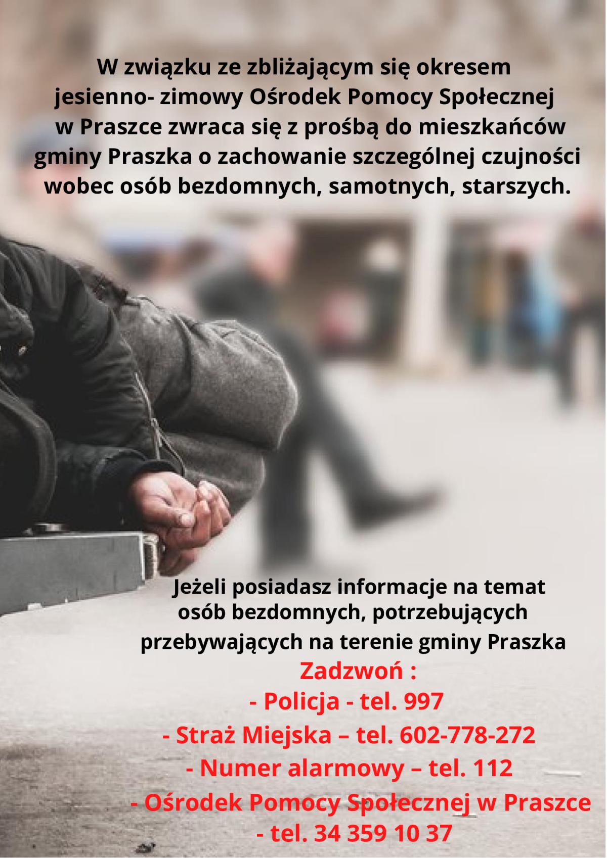 Apel do mieszkańców w sprawie osób bezdomnych