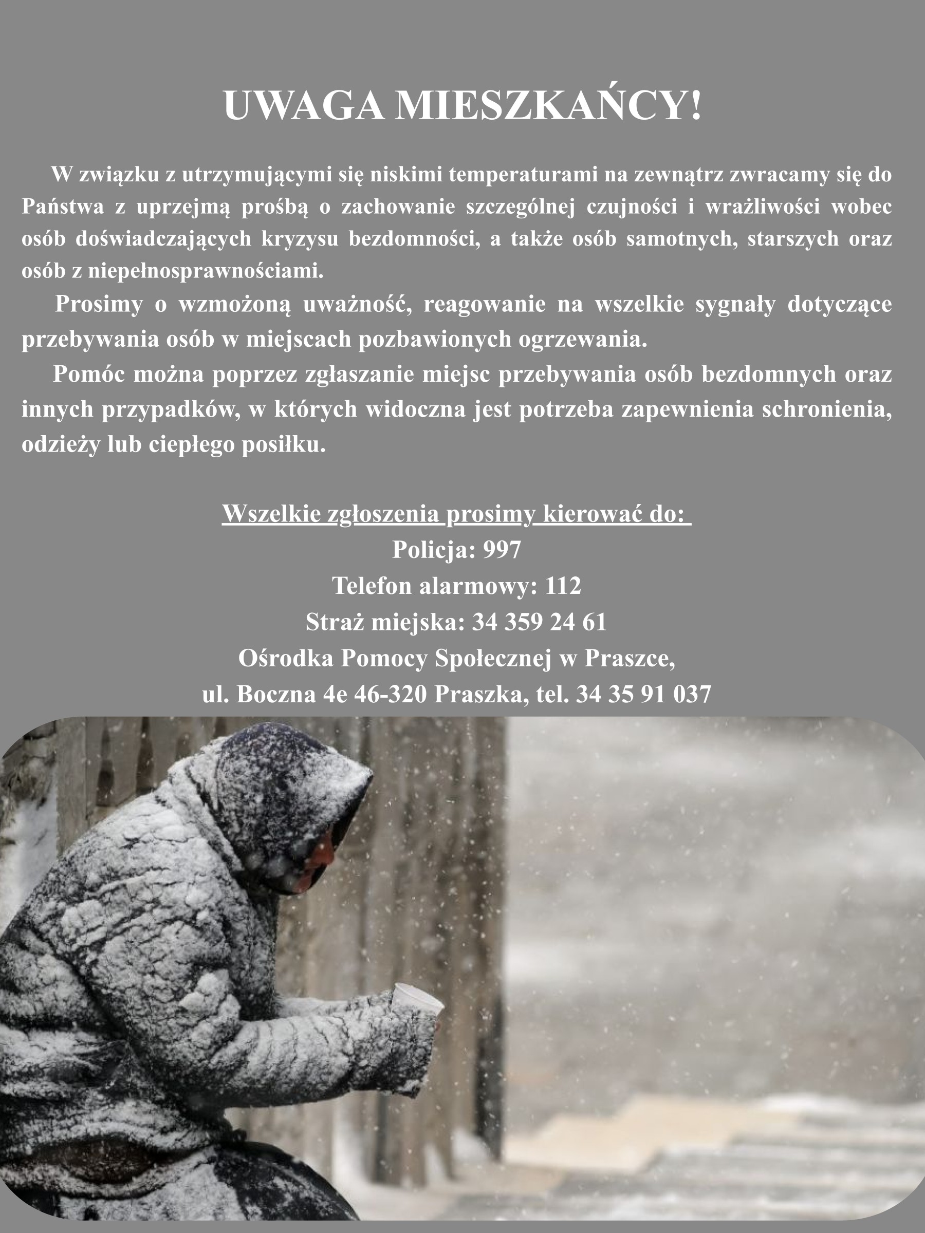 Plakat uwaga mieszkańcy 